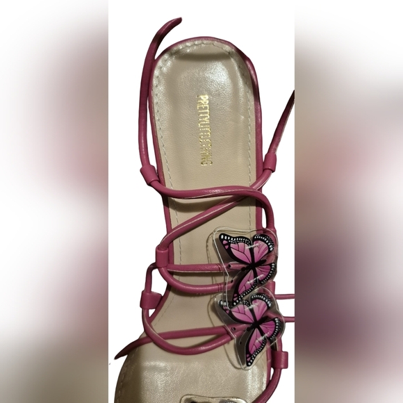 NWOT PrettyLittleThing Pink Wraparound Stiletto Heels - Picture 3 of 4